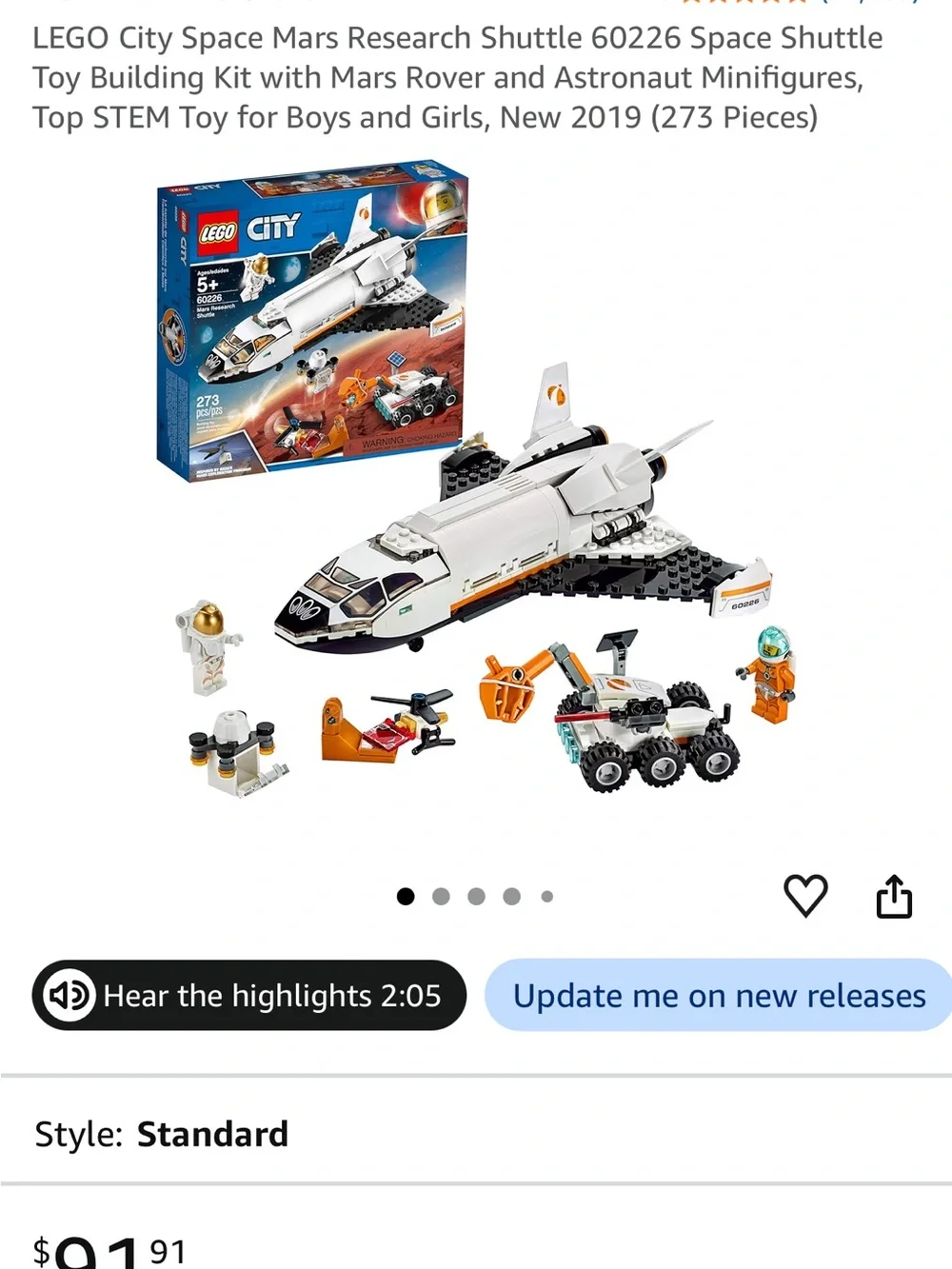 LEGO City Space Mars Research Shuttle 60226 Space Shuttle